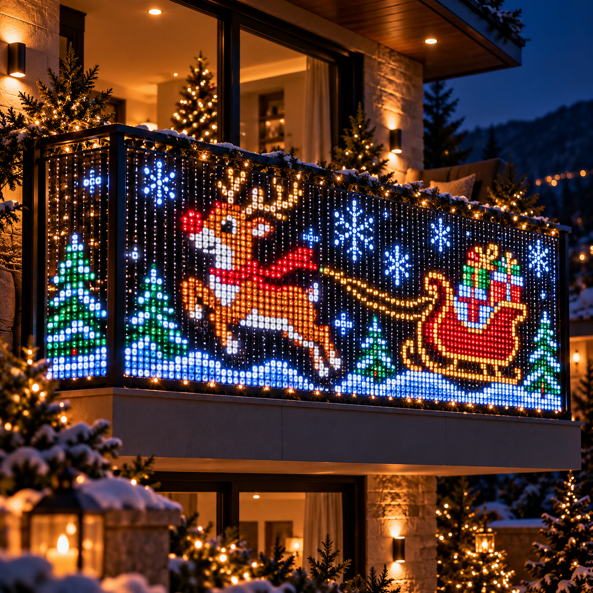 LumiFest™ Rideau LED Animé de Noël pour Balcon