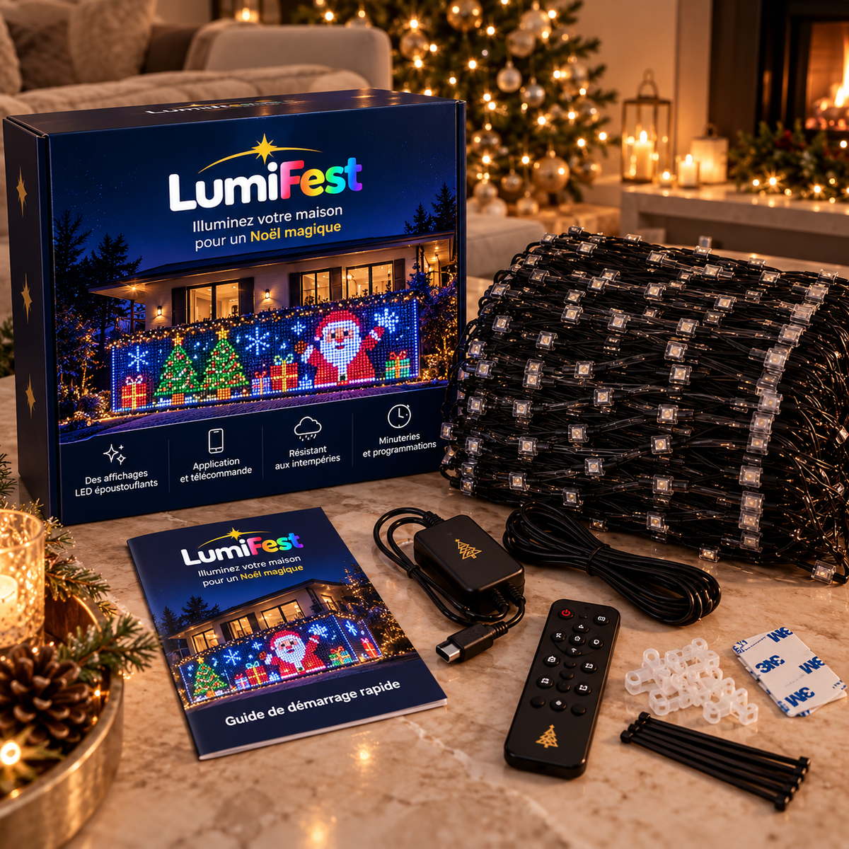 LumiFest™ Rideau LED Animé de Noël pour Balcon