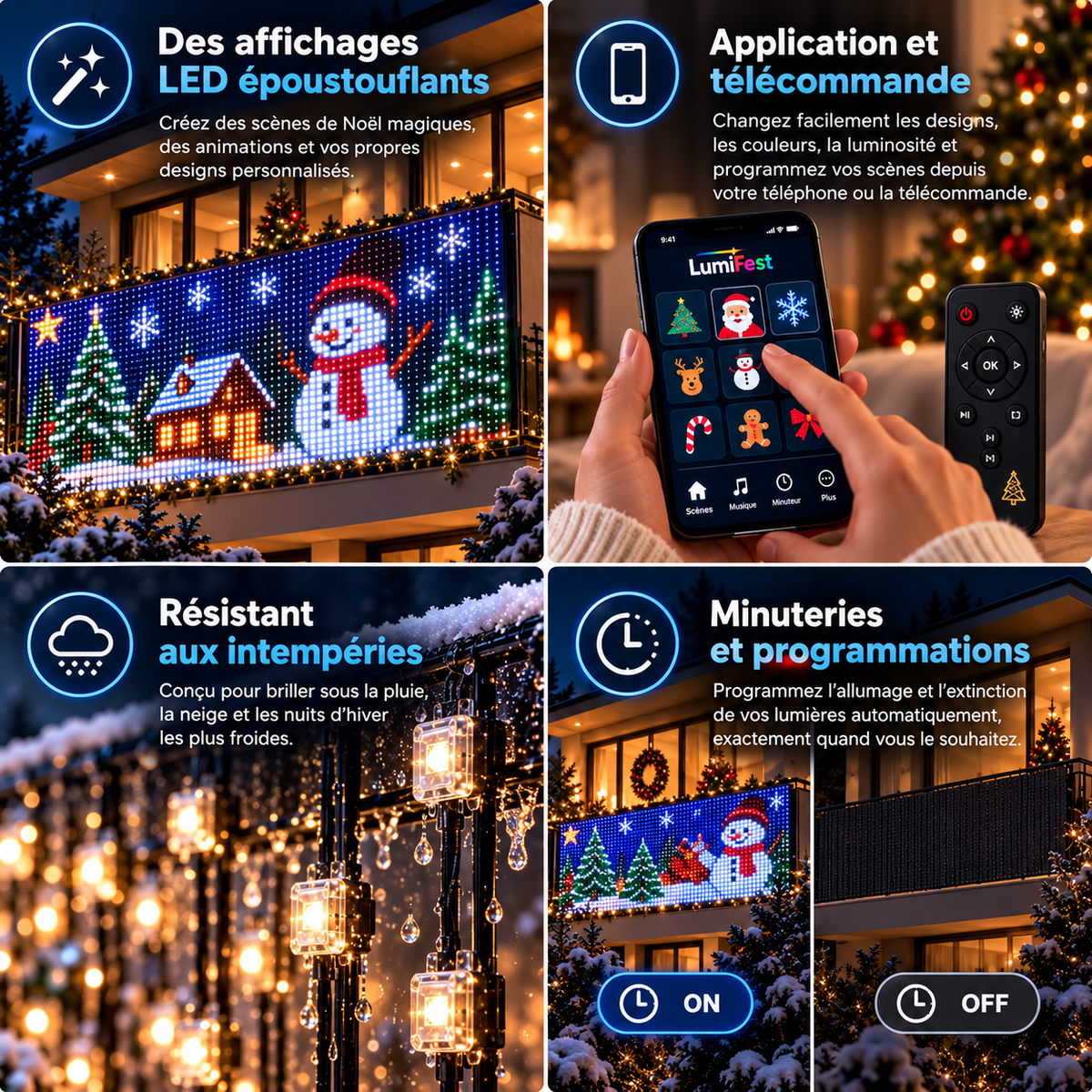 LumiFest™ Rideau LED Animé de Noël pour Balcon